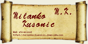 Milanko Kusonić vizit kartica